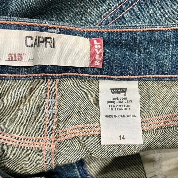 Levis 515 Capri Women's Pants Blue Jeans Stretch Cropped Denim Size 14 - Picture 10 of 11